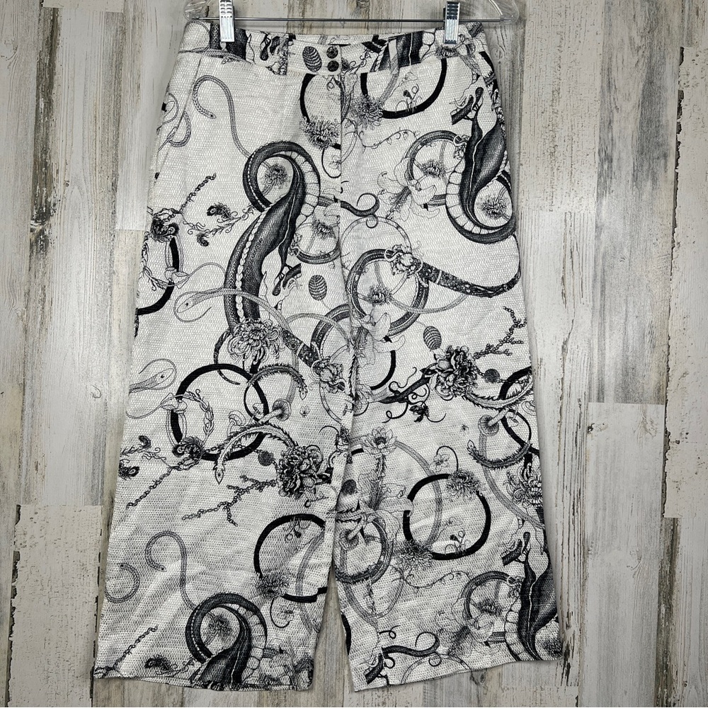 Aventures des Toiles Women Pants Sz 38 US 6 Wide Leg Trouser Floral‎ Art To Wear